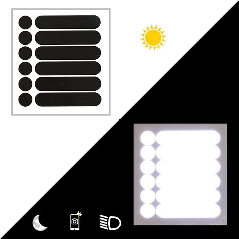 customTAYLOR33 High Intensity Grade Reflective Safety Decals/Stickers for Motorcycle, Bicycle, Snowboarding, Racing Helmets or Vehicles (1 Set (6 Strips & 6 Circles), Black) in Saudi Arabia