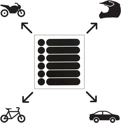 customTAYLOR33 High Intensity Grade Reflective Safety Decals/Stickers for Motorcycle, Bicycle, Snowboarding, Racing Helmets or Vehicles (1 Set (6 Strips & 6 Circles), Black) in Saudi Arabia