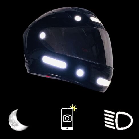 customTAYLOR33 High Intensity Grade Reflective Safety Decals/Stickers for Motorcycle, Bicycle, Snowboarding, Racing Helmets or Vehicles (1 Set (6 Strips & 6 Circles), Black) in Saudi Arabia