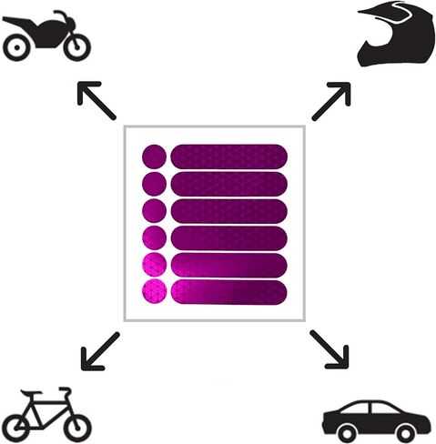 customTAYLOR33 High Intensity Grade Reflective Safety Decals/Stickers for Motorcycle, Bicycle, Snowboarding, Racing Helmets or Vehicles (1 Set (6 Strips & 6 Circles), Black) in Saudi Arabia