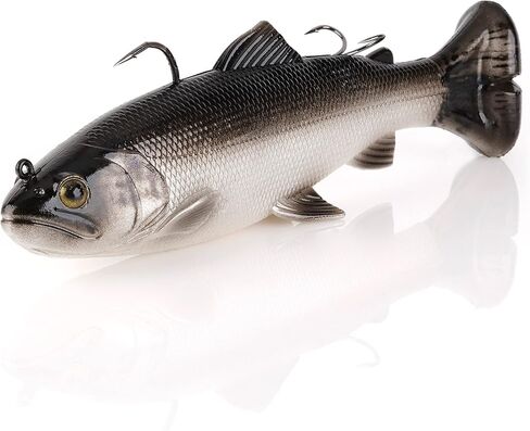 Savage Gear Pulse Tail Trout RTF Fishing Bait, 2 1/3 oz, Ghost Trout, Realistic Contours, Colors & Movement, Durable Construction, Dual Heavy-Duty Fishing Hook Rigging, Scent Infused in Kuwait