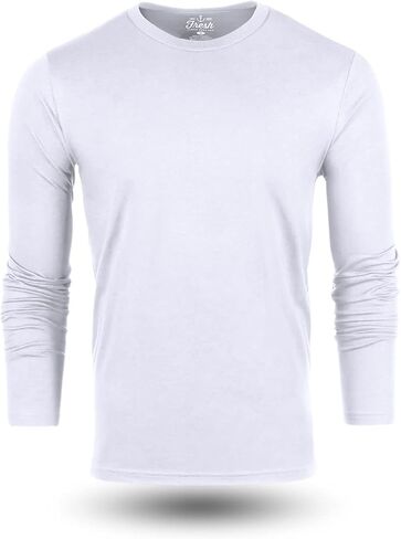 تي شيرت رجالي بأكمام طويلة من Fresh Clean Threads - تي شيرت كلاسيكي ممتاز ناعم منكمش مسبقًا - تي شيرت رجالي من القطن والبوليستر in Kuwait