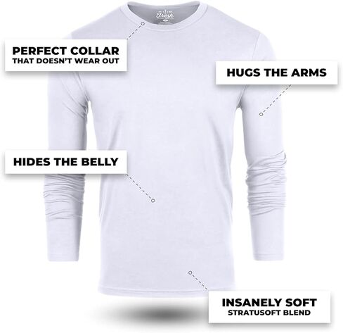 تي شيرت رجالي بأكمام طويلة من Fresh Clean Threads - تي شيرت كلاسيكي ممتاز ناعم منكمش مسبقًا - تي شيرت رجالي من القطن والبوليستر in Kuwait