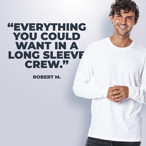 تي شيرت رجالي بأكمام طويلة من Fresh Clean Threads - تي شيرت كلاسيكي ممتاز ناعم منكمش مسبقًا - تي شيرت رجالي من القطن والبوليستر in Kuwait