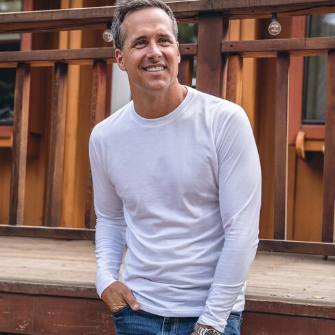 تي شيرت رجالي بأكمام طويلة من Fresh Clean Threads - تي شيرت كلاسيكي ممتاز ناعم منكمش مسبقًا - تي شيرت رجالي من القطن والبوليستر in Kuwait