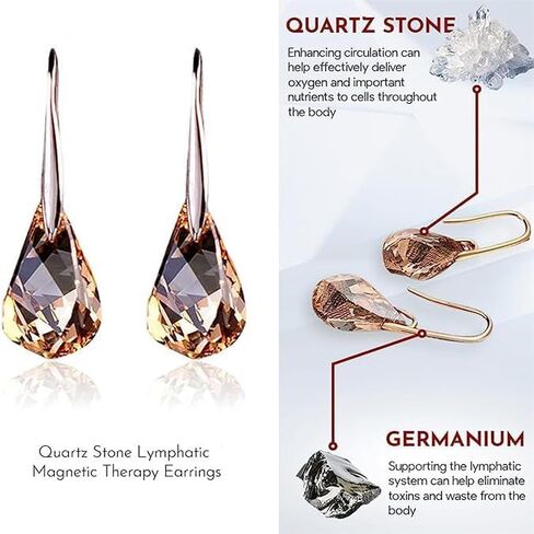 Quartz Stone Lymphvity Magnetotherapy Earrings For Women, Lymphatic Earring Lymphvity Germanium Drainage Acupuncture Crystal Dangle Earrings Fashion Jewelry Gift in Saudi Arabia