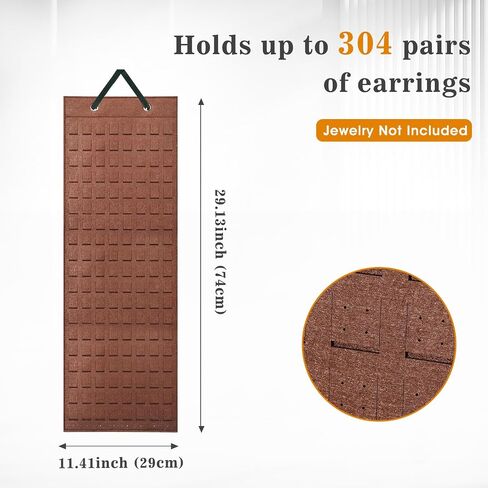 Lolalet Hanging Earring Holder Organizer with 20 Hooks for Women, Earring Organizer Wall Earrings Hanger Pierced Earring Storage, Felt Stud Earring Display, 608 Holes for Earrings -Espresso, 1 Pack in Saudi Arabia