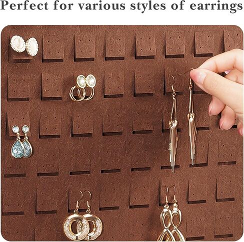 Lolalet Hanging Earring Holder Organizer with 20 Hooks for Women, Earring Organizer Wall Earrings Hanger Pierced Earring Storage, Felt Stud Earring Display, 608 Holes for Earrings -Espresso, 1 Pack in Saudi Arabia