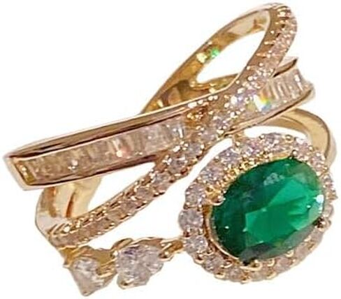 Gold Plated Rings for Women, Unique Design Band with Cubic Zirconia and Pearl, Dainty Stackable Thumb Rings Statement Adjustbale Engagement Bands for Women in Saudi Arabia