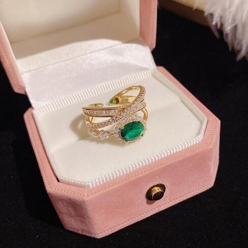 Gold Plated Rings for Women, Unique Design Band with Cubic Zirconia and Pearl, Dainty Stackable Thumb Rings Statement Adjustbale Engagement Bands for Women in Saudi Arabia