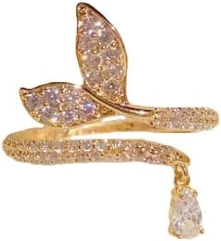 Gold Plated Rings for Women, Unique Design Band with Cubic Zirconia and Pearl, Dainty Stackable Thumb Rings Statement Adjustbale Engagement Bands for Women in Saudi Arabia