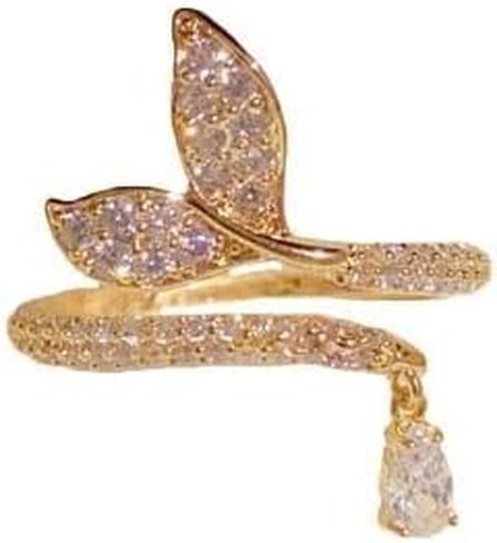 Gold Plated Rings for Women, Unique Design Band with Cubic Zirconia and Pearl, Dainty Stackable Thumb Rings Statement Adjustbale Engagement Bands for Women in Saudi Arabia