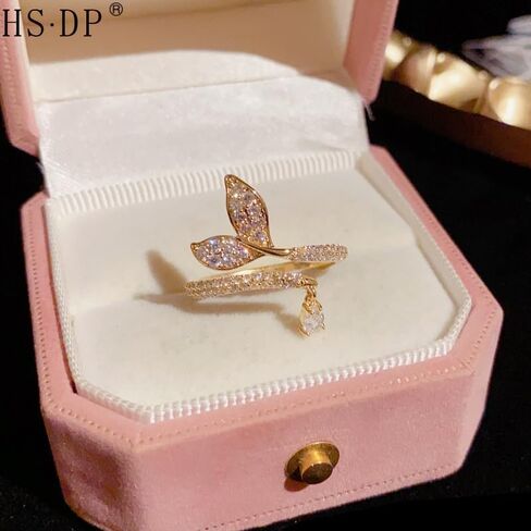 Gold Plated Rings for Women, Unique Design Band with Cubic Zirconia and Pearl, Dainty Stackable Thumb Rings Statement Adjustbale Engagement Bands for Women in Saudi Arabia