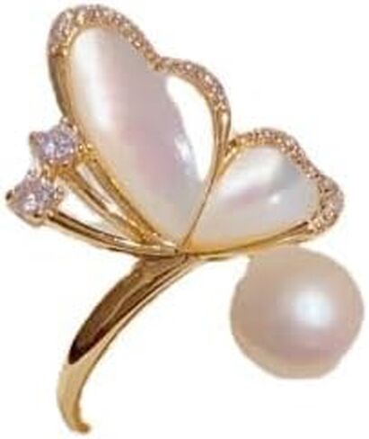 Gold Plated Rings for Women, Unique Design Band with Cubic Zirconia and Pearl, Dainty Stackable Thumb Rings Statement Adjustbale Engagement Bands for Women in Saudi Arabia