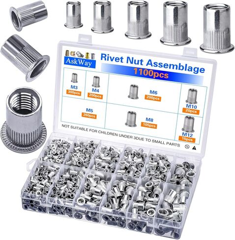 Rivet Nut Assortment Kit, 270 pcs Recessed Rivet Nuts, Rivet Nut Sorting Tool, (M8 M6 M5 M4 M3) for Automotive, Home Decor and Industrial Products in Saudi Arabia