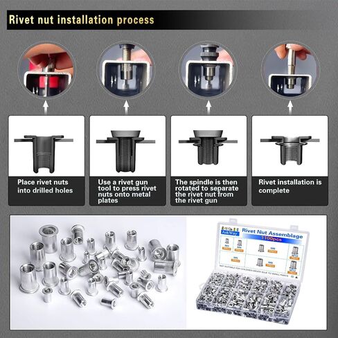 Rivet Nut Assortment Kit, 270 pcs Recessed Rivet Nuts, Rivet Nut Sorting Tool, (M8 M6 M5 M4 M3) for Automotive, Home Decor and Industrial Products in Saudi Arabia
