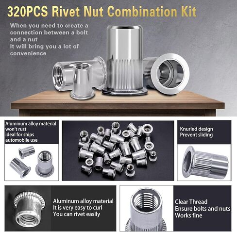 Rivet Nut Assortment Kit, 270 pcs Recessed Rivet Nuts, Rivet Nut Sorting Tool, (M8 M6 M5 M4 M3) for Automotive, Home Decor and Industrial Products in Saudi Arabia