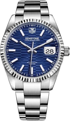 Watches for Men, Luxury Classic Business Dress Quartz Watch Stainless Steel Strap Analog Waterproof with Luminous Large Dial Calendar in Saudi Arabia