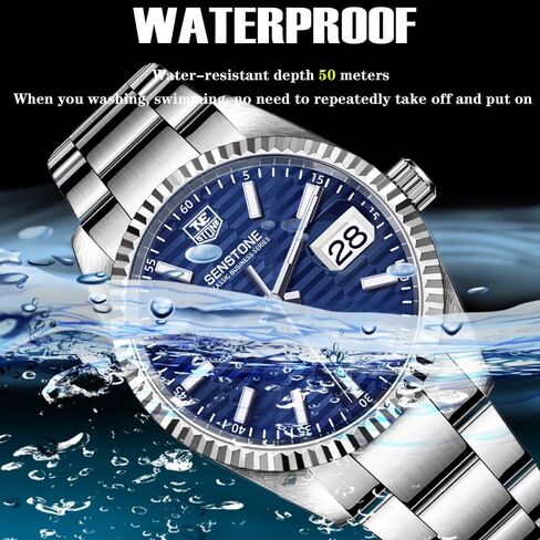 Watches for Men, Luxury Classic Business Dress Quartz Watch Stainless Steel Strap Analog Waterproof with Luminous Large Dial Calendar in Saudi Arabia