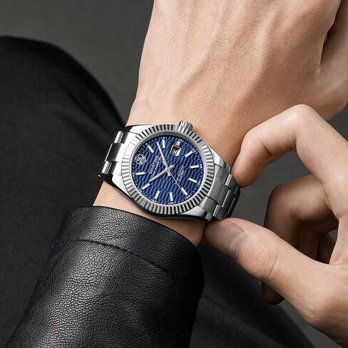 Watches for Men, Luxury Classic Business Dress Quartz Watch Stainless Steel Strap Analog Waterproof with Luminous Large Dial Calendar in Saudi Arabia