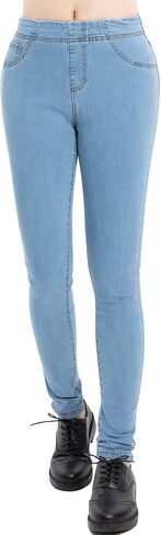 ZENTHACE Women's Stretch Pull On Denim Leggings Skinny Jeans Washed Denim Jeggings in Kuwait