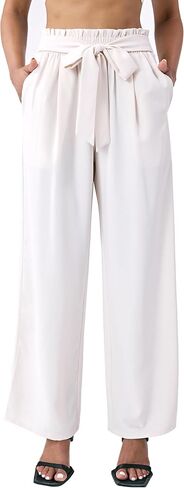 Palazzo Pants for Women Casual, Women's Wide Leg Pants with High Waist Adjustable Knot, Comfy Workwear in Saudi Arabia