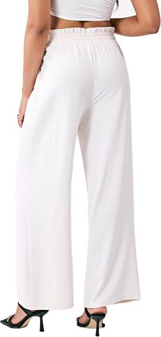 Palazzo Pants for Women Casual, Women's Wide Leg Pants with High Waist Adjustable Knot, Comfy Workwear in Saudi Arabia