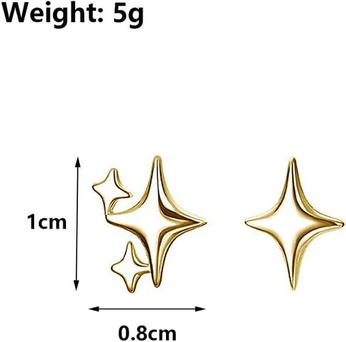 Silver Star Stud Earrings Tiny Asymmetrical Hypoallergenic Pierced Earrings Dainty Birthday Jewelry Accessories Gifts for Women in Kuwait