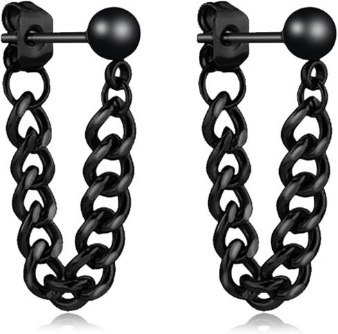 Punk Rock Stainless Steel Chain Dangle Drop Stud Earrings in Saudi Arabia