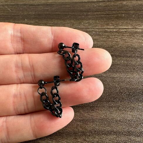 Punk Rock Stainless Steel Chain Dangle Drop Stud Earrings in Saudi Arabia