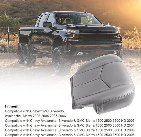 Priprilod # 922 Gray Leather Driver & Passenger Bottom & Top Lean Back & Armrests Compatible with Chevy Silverado Sierra Tahoe Suburban Avalanche Yukon Yukon XL 2003 2004 2005 2006 in Kuwait