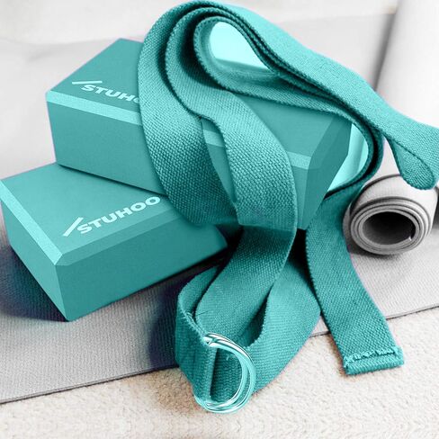 كتل اليوغا 2 حزمة وحزام اليوغا يتضمن كتابًا إلكترونيًا وصفيًا للمبتدئين، طوب اليوغا القوي وكتلة إسفنج إيفا خفيفة الوزن تدعم الأوضاع العميقة، وتوفر القوة والثبات لممارسة البيلاتيس in Kuwait