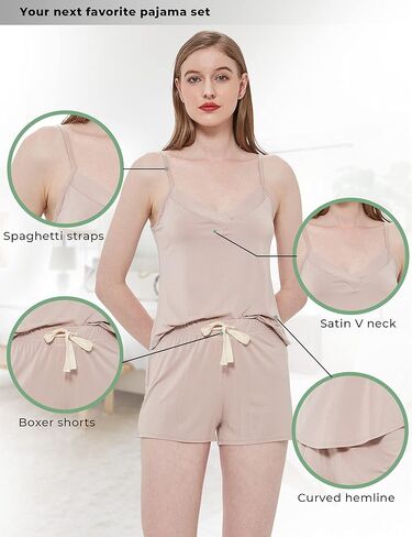 مجموعة شورتات كامي من بيجامة الخيزران والفيسكوز للسيدات ملابس نوم مريحة in Kuwait