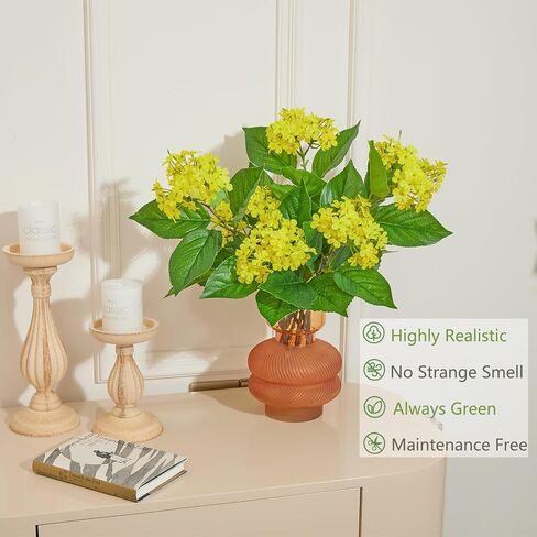 27.5 Inch Faux Flowers Yellow Hydrangea Silk Flowers Hydrangea Large Artificial Flowers with Stems for Wedding Centerpieces Home Party Shop Decoration 3 PCS in Saudi Arabia