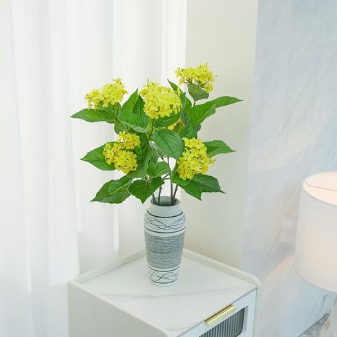 27.5 Inch Faux Flowers Yellow Hydrangea Silk Flowers Hydrangea Large Artificial Flowers with Stems for Wedding Centerpieces Home Party Shop Decoration 3 PCS in Saudi Arabia