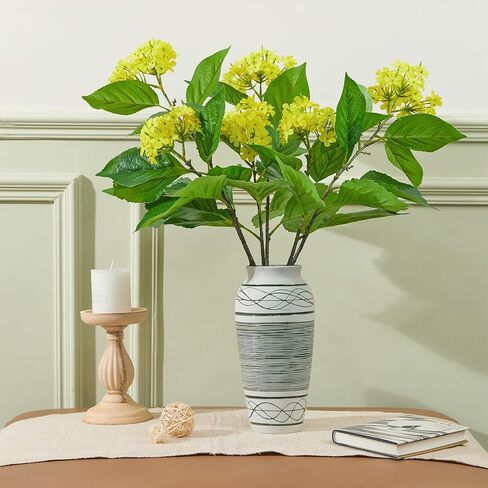 27.5 Inch Faux Flowers Yellow Hydrangea Silk Flowers Hydrangea Large Artificial Flowers with Stems for Wedding Centerpieces Home Party Shop Decoration 3 PCS in Saudi Arabia
