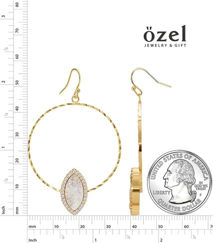 Ozel - Druzy Drop and Dangle Earrings for Women - Iridescent Drusy and Cubic Zirconia, 14K Gold-Plated Delicate Fashion Jewelry_3M3363 in Kuwait