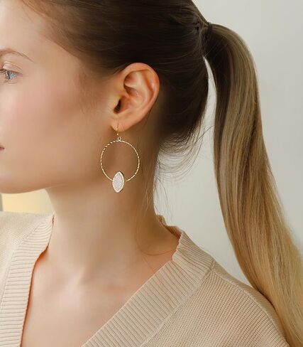 Ozel - Druzy Drop and Dangle Earrings for Women - Iridescent Drusy and Cubic Zirconia, 14K Gold-Plated Delicate Fashion Jewelry_3M3363 in Kuwait