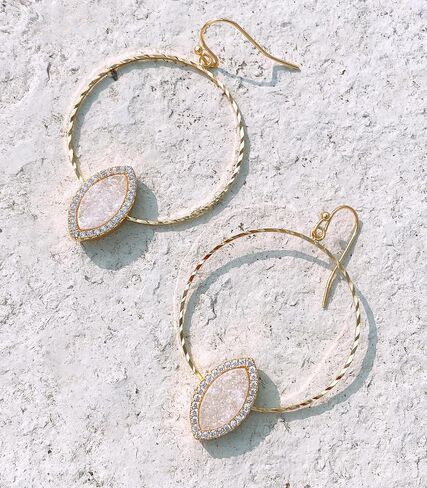 Ozel - Druzy Drop and Dangle Earrings for Women - Iridescent Drusy and Cubic Zirconia, 14K Gold-Plated Delicate Fashion Jewelry_3M3363 in Kuwait