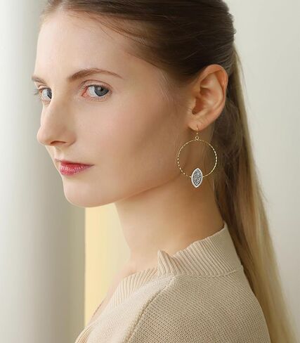 Ozel - Druzy Drop and Dangle Earrings for Women - Iridescent Drusy and Cubic Zirconia, 14K Gold-Plated Delicate Fashion Jewelry_3M3363 in Kuwait