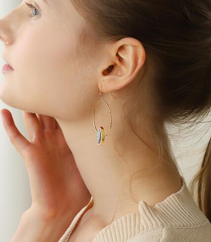 Ozel - Druzy Drop and Dangle Earrings for Women - Iridescent Drusy and Cubic Zirconia, 14K Gold-Plated Delicate Fashion Jewelry_3M3363 in Kuwait