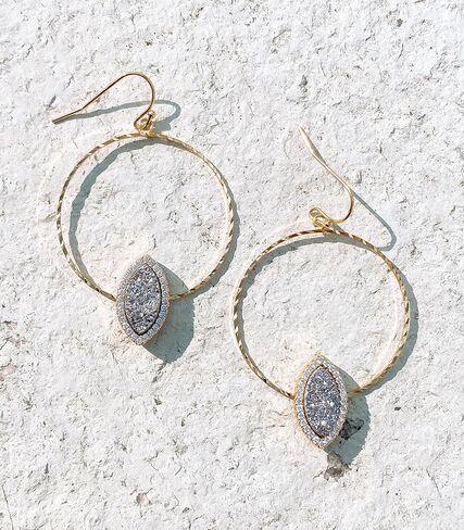 Ozel - Druzy Drop and Dangle Earrings for Women - Iridescent Drusy and Cubic Zirconia, 14K Gold-Plated Delicate Fashion Jewelry_3M3363 in Kuwait