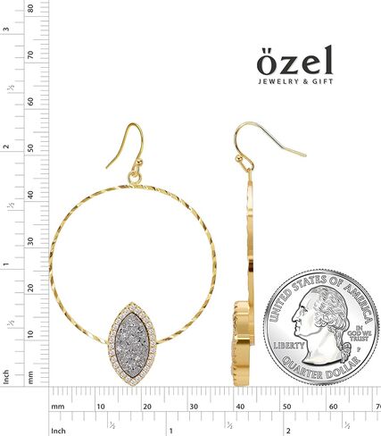 Ozel - Druzy Drop and Dangle Earrings for Women - Iridescent Drusy and Cubic Zirconia, 14K Gold-Plated Delicate Fashion Jewelry_3M3363 in Kuwait