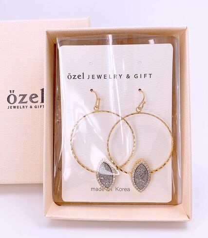 Ozel - Druzy Drop and Dangle Earrings for Women - Iridescent Drusy and Cubic Zirconia, 14K Gold-Plated Delicate Fashion Jewelry_3M3363 in Kuwait