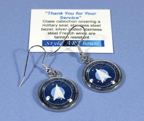 'Thank You for Your Service', More Armed Services Cabochon Dangle Earrings with Military Emblem in Saudi Arabia