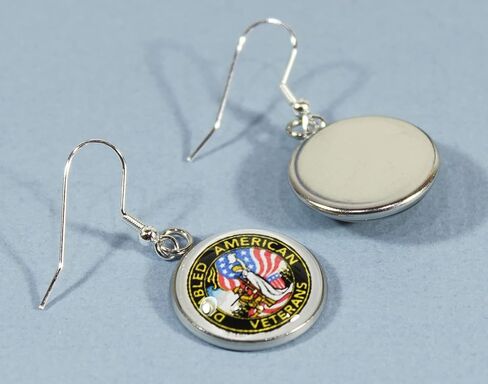 'Thank You for Your Service', More Armed Services Cabochon Dangle Earrings with Military Emblem in Kuwait