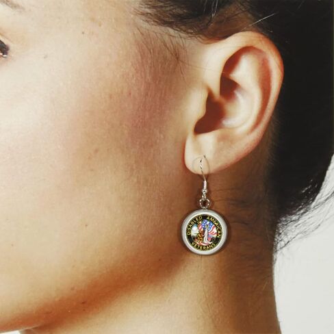 'Thank You for Your Service', More Armed Services Cabochon Dangle Earrings with Military Emblem in Kuwait
