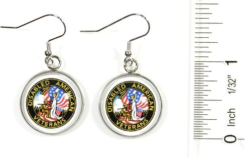 'Thank You for Your Service', More Armed Services Cabochon Dangle Earrings with Military Emblem in Kuwait