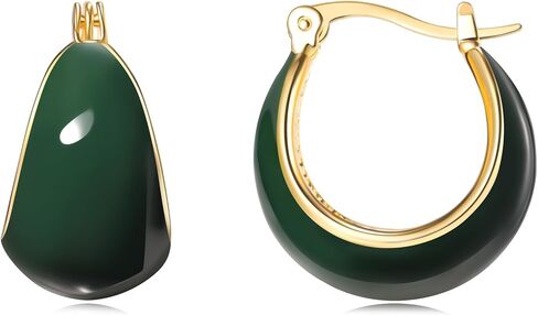 Simple Enamel 18K Gold Hoop Dangle Earrings for Women in Saudi Arabia