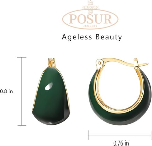 Simple Enamel 18K Gold Hoop Dangle Earrings for Women in Saudi Arabia
